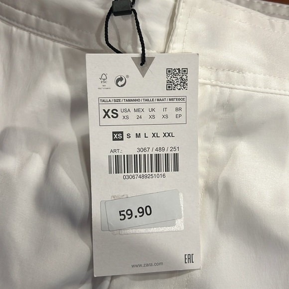 Zara women white wide leg high waist cargo pants size XS  NWT - Picture 9 of 11